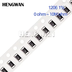 100pcs 1% 1206 SMD resistor 0R - 10M 1/4W 0.1 0.22 10 100 150 220 470 ohm 1K 2.2K 4.7K 10K 100K 220K 10R 100R 150R 220R 470R 1M