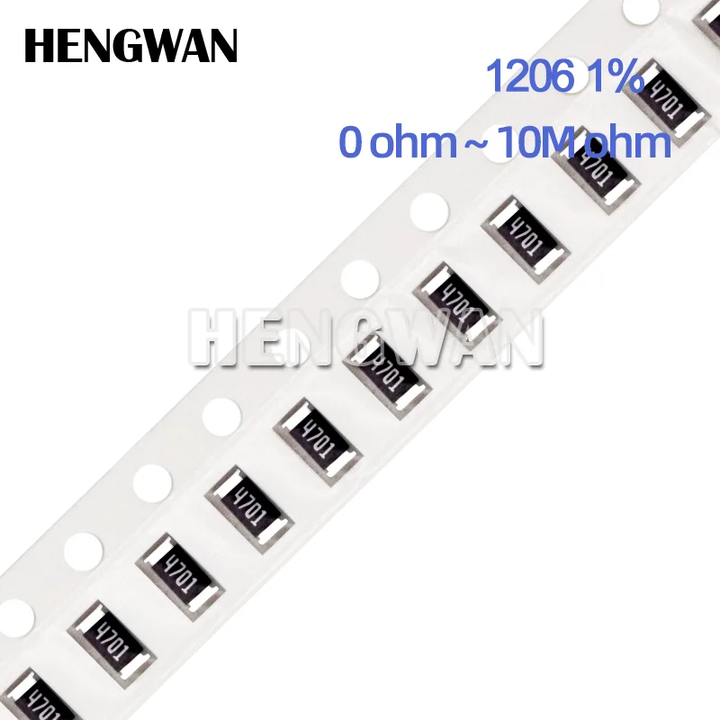 100 szt. 1% 1206 rezystor SMD 0R - 10M 1/4W 0.1 0.22 10 100 150 220 470 ohm 1K 2.2K 4.7K 10K 100K 220K 10R 100R 150R 220R 470R 1M