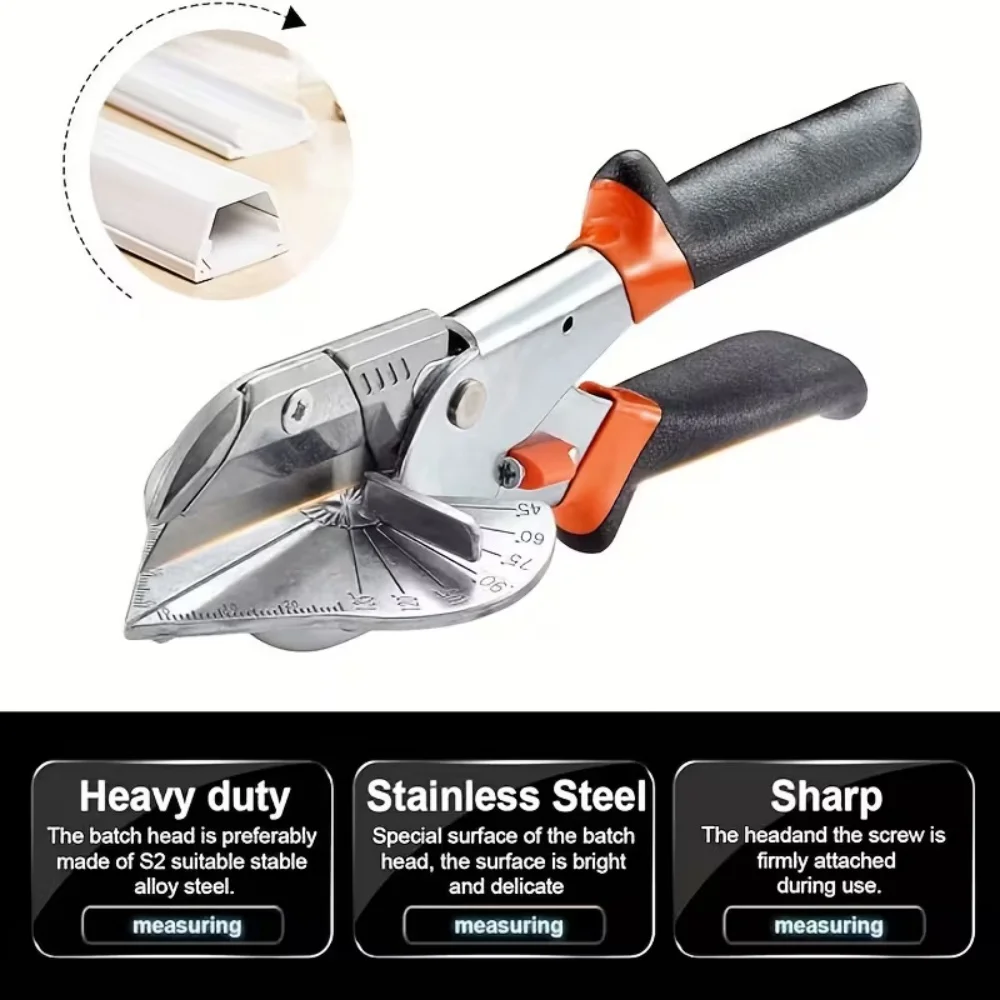 Multi‑Angle Miter Shear 45‑135 Degree Cutter with 10 Spare Blades, Hand Cutting Tool for PVC Wood Decorative Molding