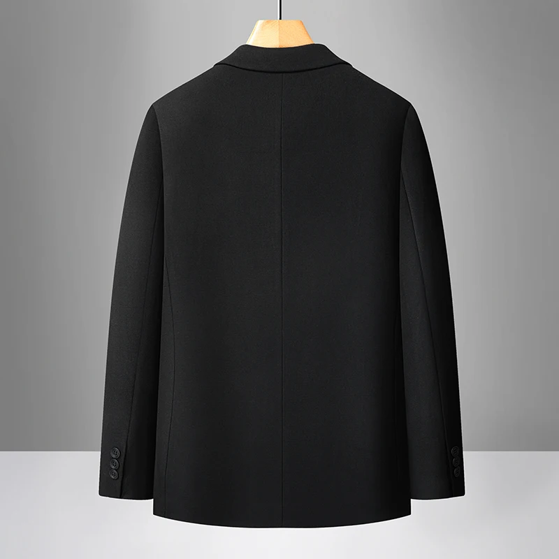 2025 Autumn Men's Black Blazers Smart Casual Slim Fit Suit Jacket Business Office Attire Menswear Elegant Workwear Quiet Luxury