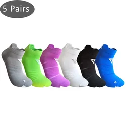 5 Pairs Man Sport Socks Professional Nylon Compression Sweat-Absorbing Quick-Drying Non-Slip Fitness Marathon Ankle Crew Socks