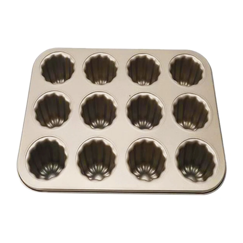 

Canele Mold Cake Pan 12-Cavity Non-Stick Cannele Muffin Bakeware Cupcake Pan for Oven Baking(Champagne Gold)