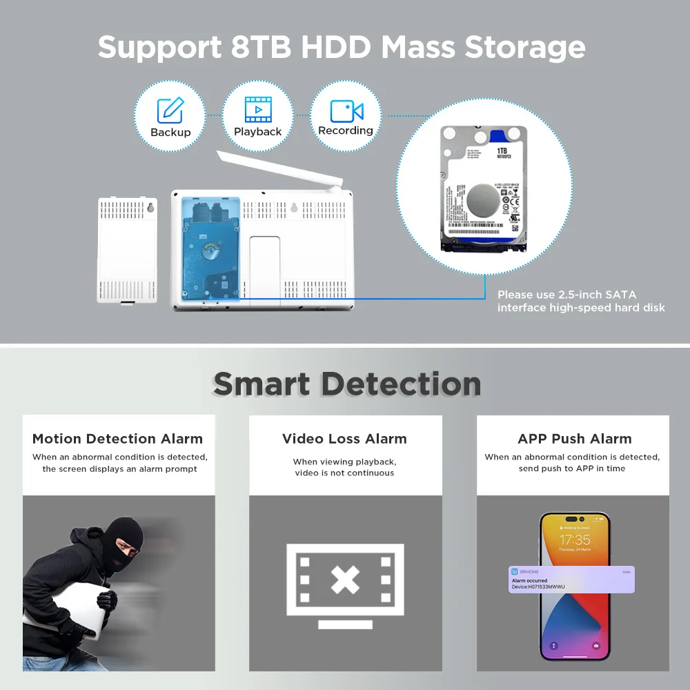 Srihome NVS010 5MP 10 Cal ekran IPS bezprzewodowy ekran dotykowy zestaw wi-fi NVR kamera kopułkowa IP bezpieczeństwo w domu ekran monitoringu CCTV