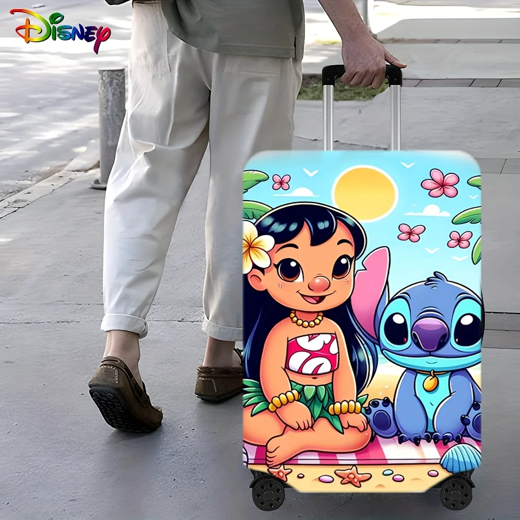 Disney Stitch Koffer-Schutzhülle mit Cartoon-Muster, staubdichter Kofferbezug mit elastischem Stoff, langlebiges Gepäck