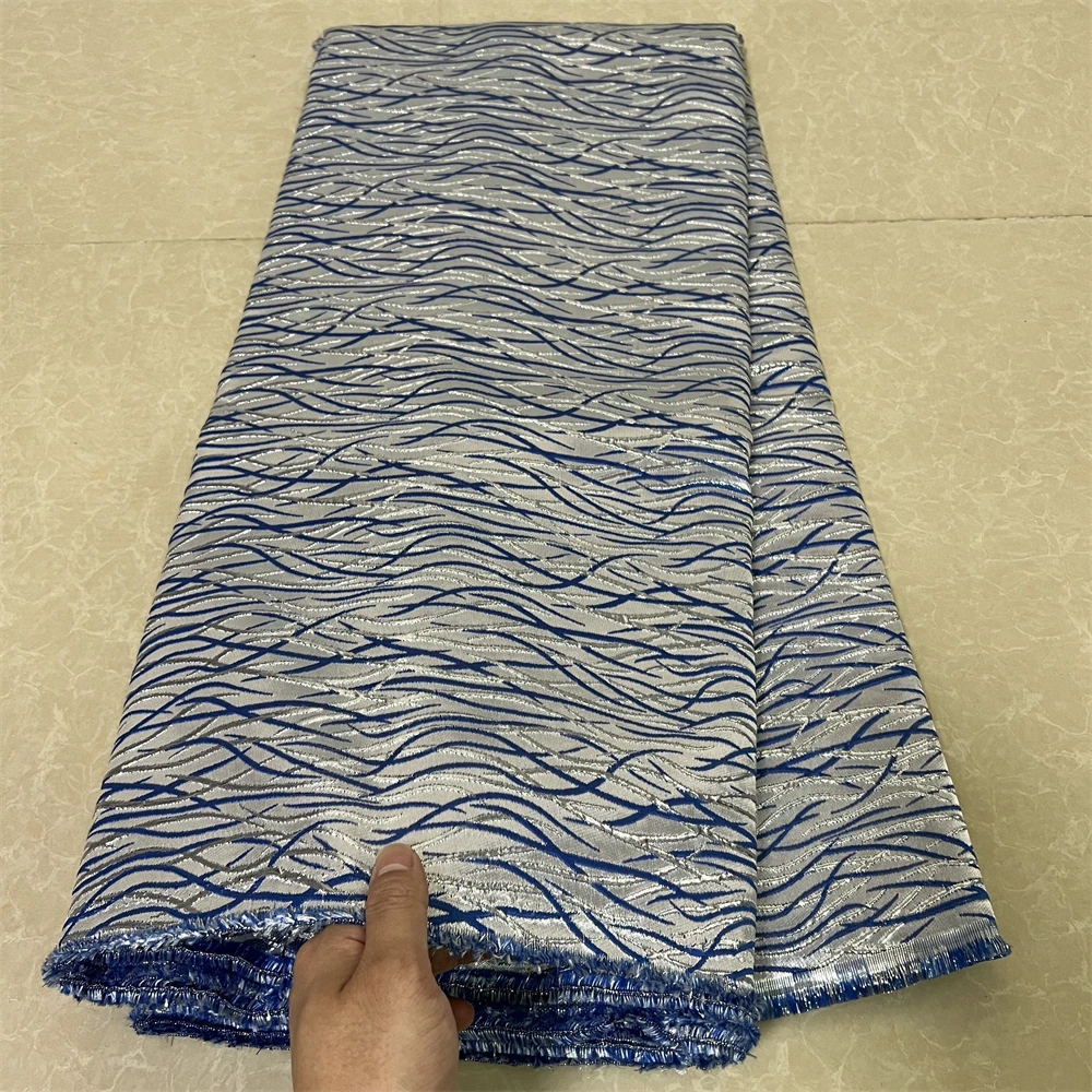 

2025 High Quality African Nigerian Tulle Lace Fabric Embroidery Jacquard French Dress Prom Party Gown For Sewing 5Yards ZJ031