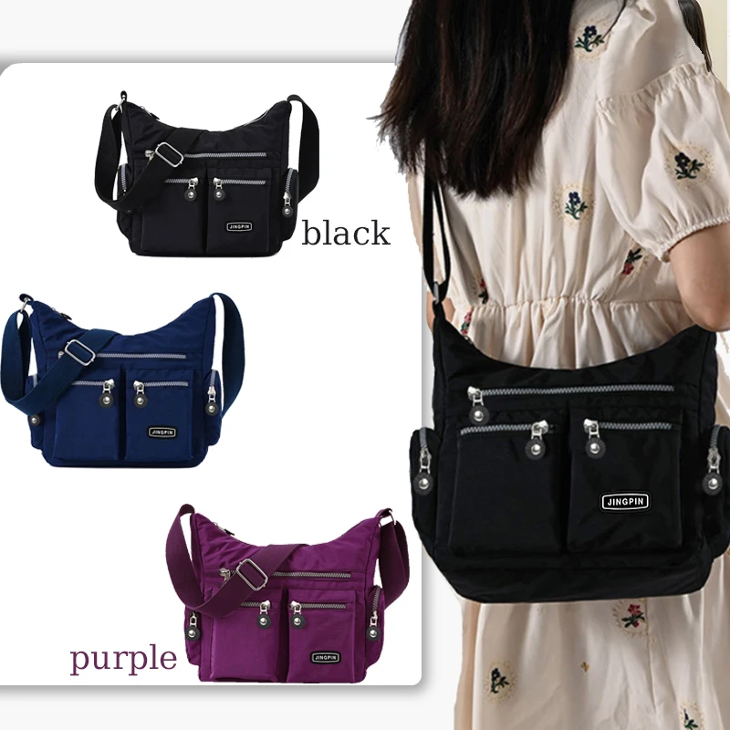 

Женская сумка через плечо на одно плечо с несколькими карманами для путешествий и повседневного использования, подходящая для прогулок.