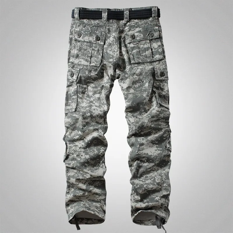 Trendy Straight Camouflage Tactical Cargo Pants Men Casual Loose Baggy Trousers Streetwear Cotton Overalls Clothing