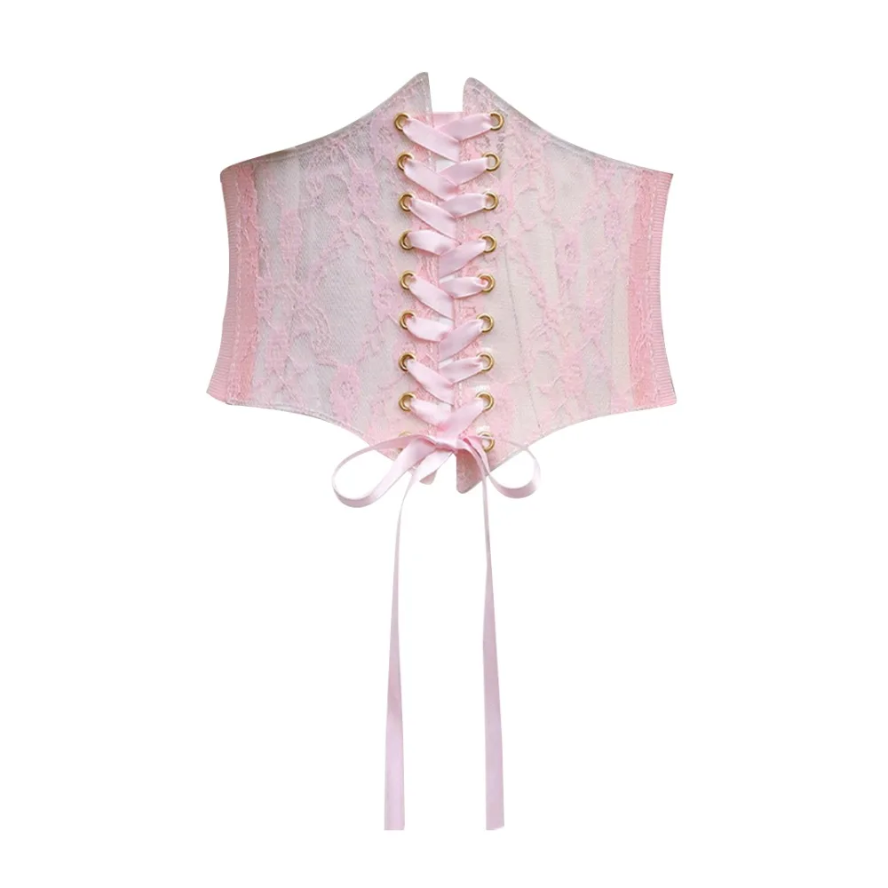 Wide Lace Corset Waist Belt PU Leather Stretchy Silk Elastic Cummerbunds Decorative DIY Slimming Body Belts