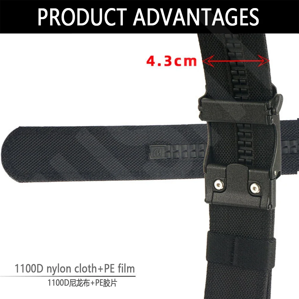 TUSHI Brand 4.3 Wide Thickened Gun Hanging Double-Layer Nylon Cloth Belt Versatile Outdoor Tactical Automatic Buckle Men's Belt