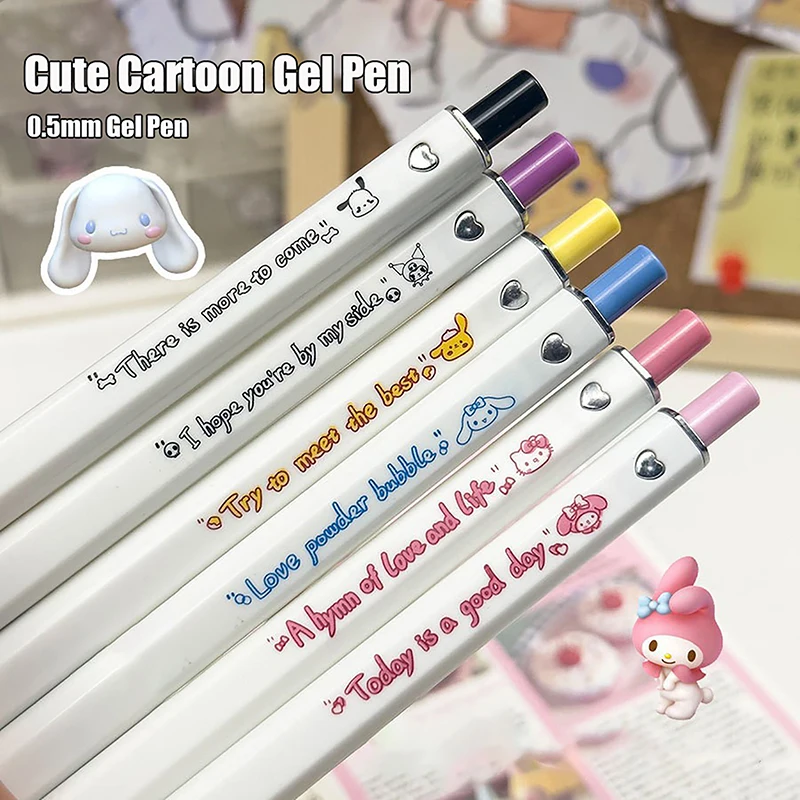 Creative Cute Cartoon Sanrio Gel Pen Kawaii Kuromi Hello Kitty Cinnamoroll 0.5mm Writing Pens Student Stationery School Supplies