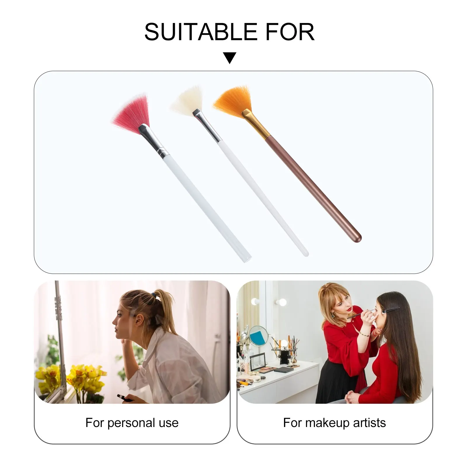 3 Pcs 나일론 팬 모양의 메이크업 브러쉬 아이 섀도우 블렌딩 페이스 파우더 고품질 오래 지속되는 안전한 소재