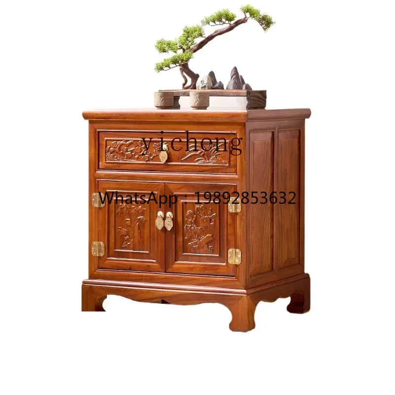 new Chinese solid wood bedside table installation-free household anti-theft locker password hidden safe integrated