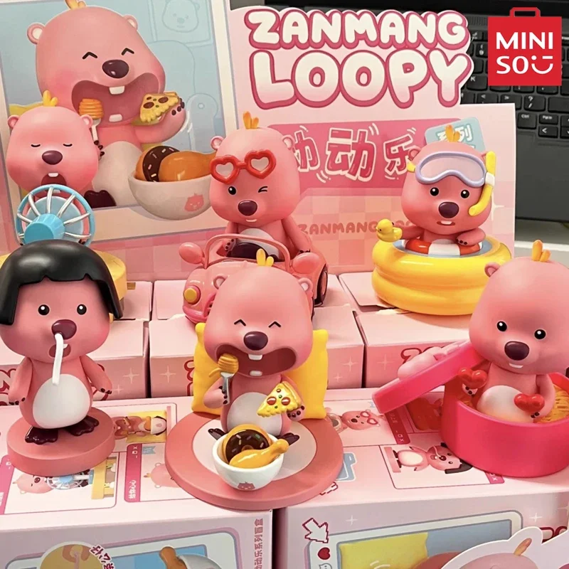 MINISO Blind Box TOP TOY ZANMANG LOOPY Dongdongle Series Model Cute Beaver Figure Desktop Ornament Children's Toy Birthday Gift