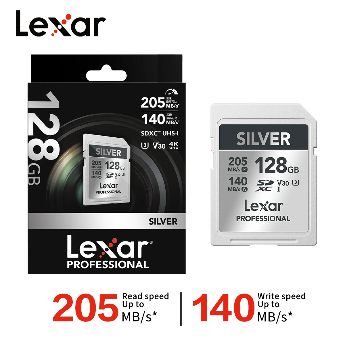 Lexar Professional SILVER SDXC UHS-l Карта памяти V30 U3 4K 64G 128G 256G 512G 1T Read205MB/s Запись 140 МБ/с для камер Sony/Canon Lexar Professional SILVER SDXC UHS-l Карта памяти V30 U3 4K 64G 128G 256G 512G 1T Read205MB/s Запись 140 МБ/с для камер Sony/Canon