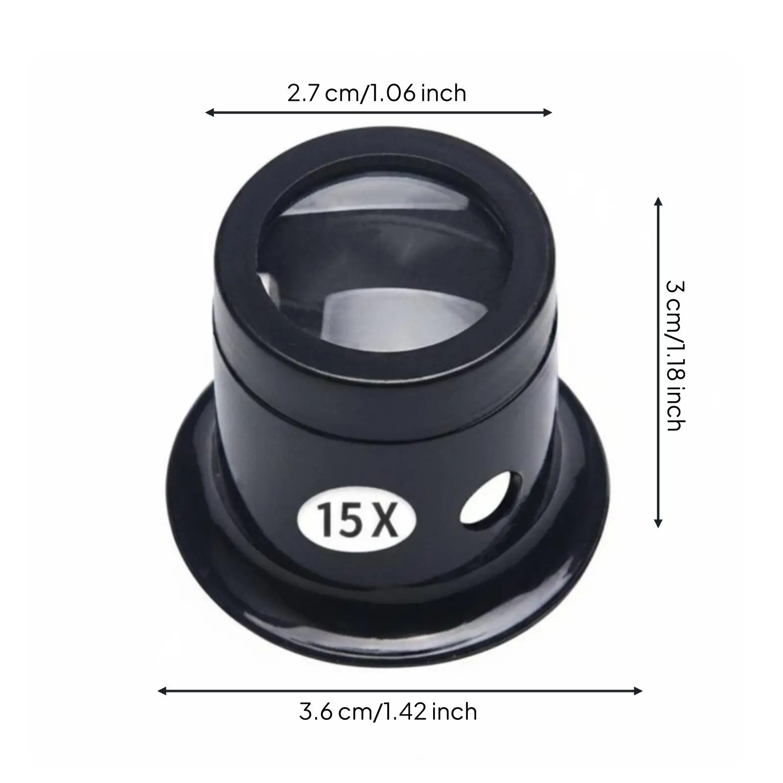 5xWatch Repair Loupe Cylindrical Body Inspection Loupe Wide Base Handheld Viewing Lens for Jewelers 15X Magnifier