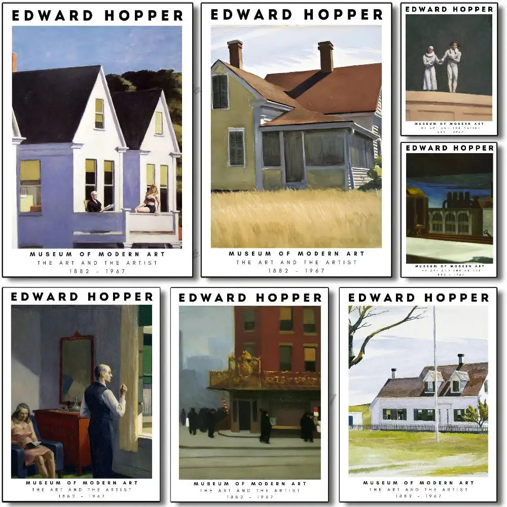 Edward Hopper Museum Exhibition Poster Self-adhesive Art Room Entrance Restaurant Wall Decor Art Painting