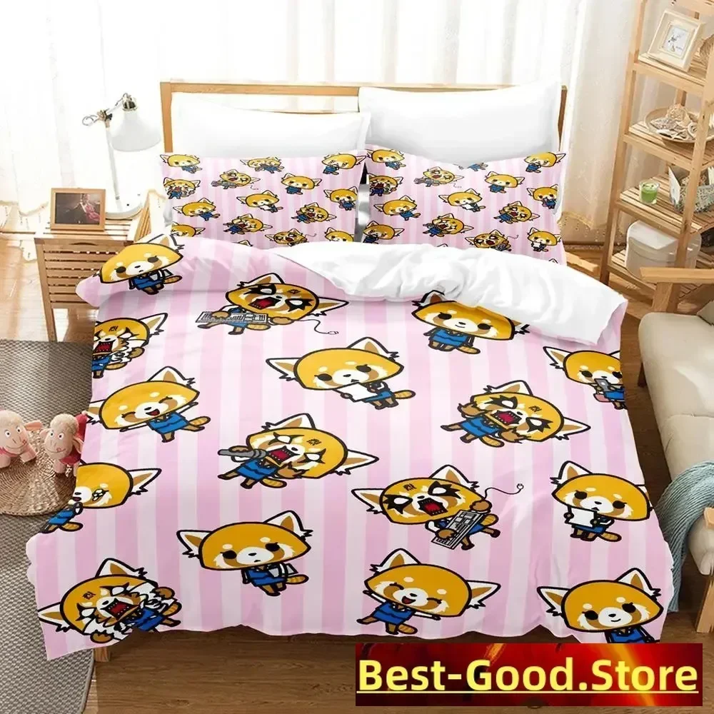 

2023 Aggretsuko Bedding Set Single Twin Full Queen King Size Bed Set Aldult Kid Bedroom Duvetcover Sets Anime parure de lit Bed