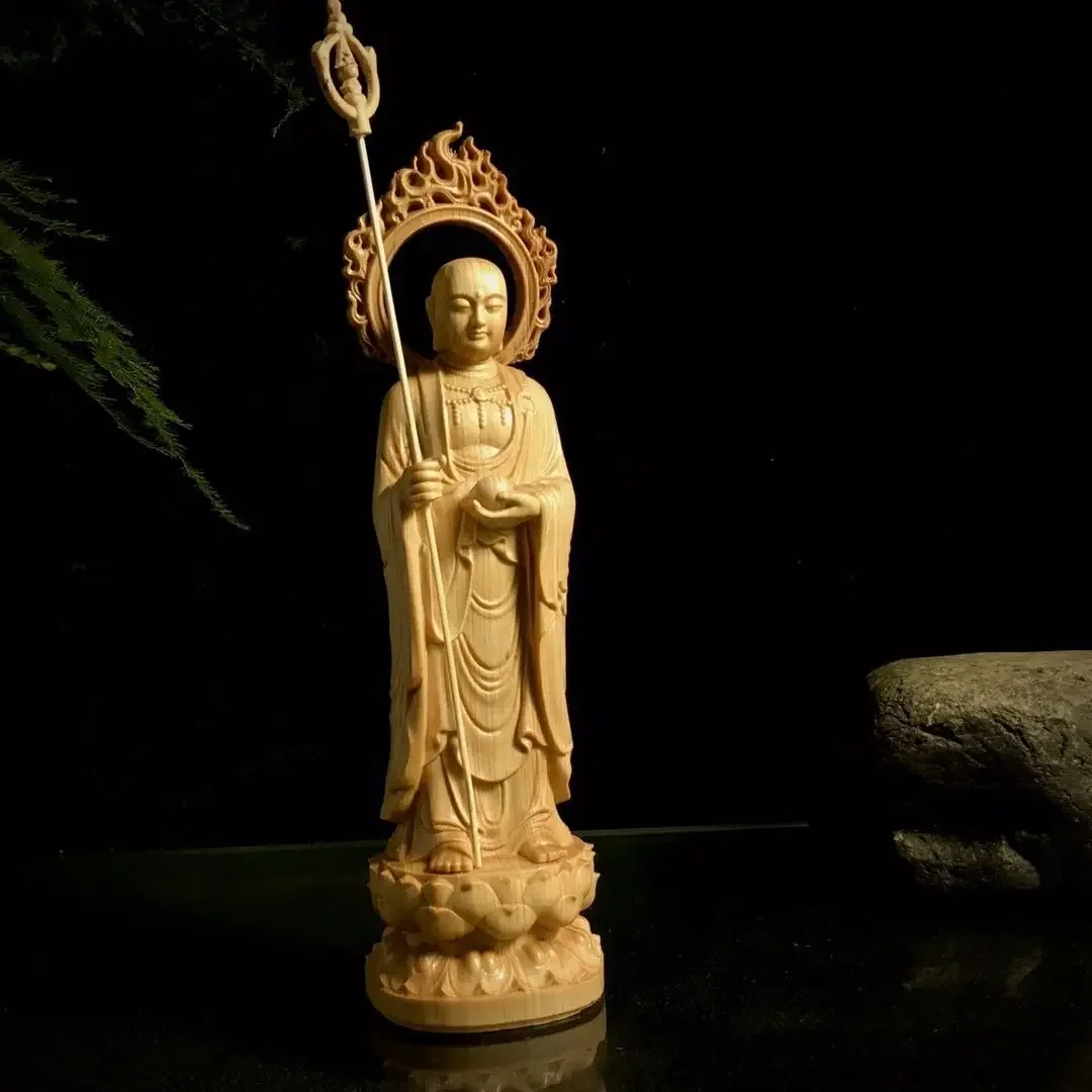 FX-18   taihang thuja wood carving ksitigarbha bodhisattva figure buddha statue ornament home figure decoration