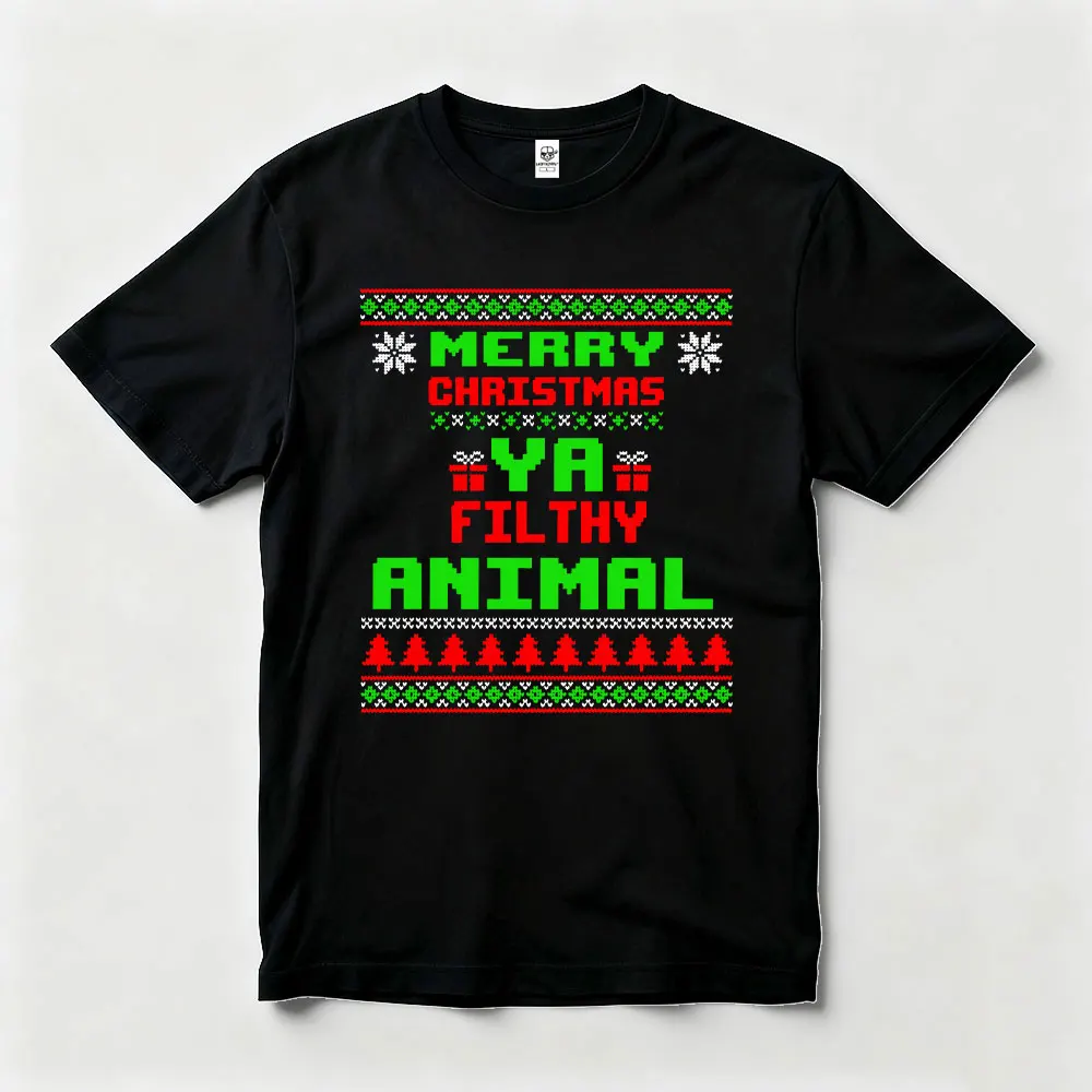 Merry Christmas Ya Filthy Animal Shirt T-shirt Fun Home Alone Holiday Unisex Women Men Cotton Tees High Quality Cotton Tops