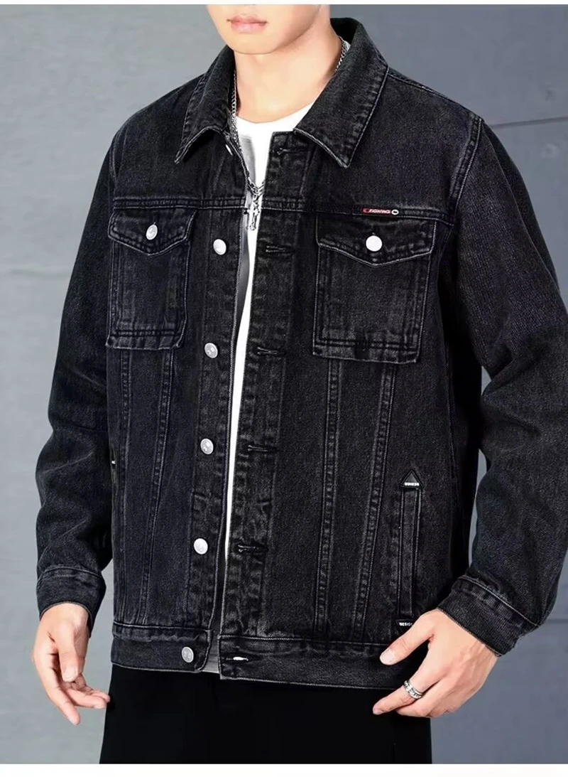 

American Heavy Denim Men Workwear Coat Male Retro Streetwear Jeans Jackets Outdoor Classic Men Button Youthful Cow Boy Coat
