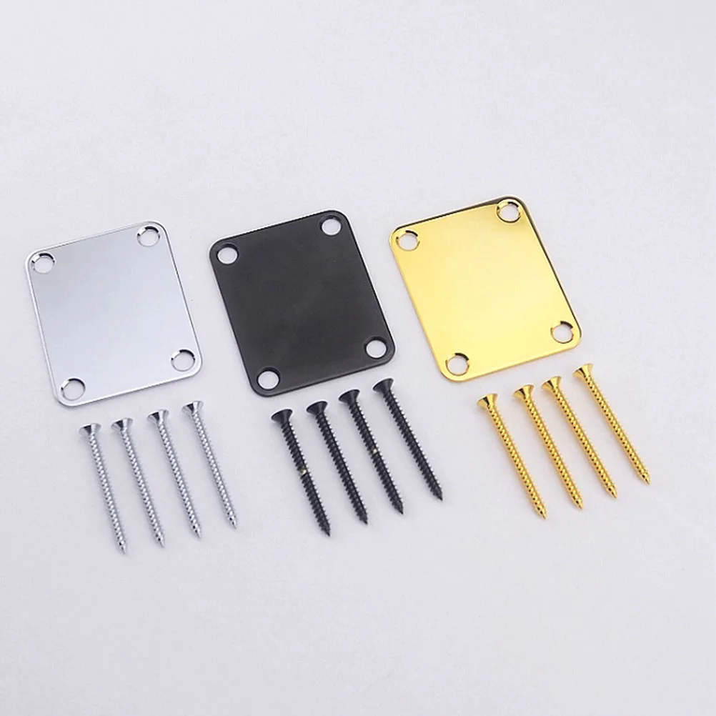 

3 Pcs Guitar Neck Plate Durable Easy Install Electric Bass Parts Mounting Pad Accessories Headplates Precision Design