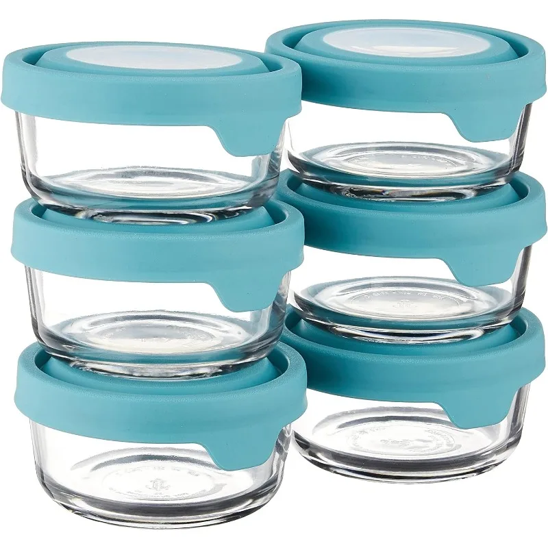 

TrueSeal Glass Food Storage Containers with Airtight Lids, 2-Cup, Mineral Blue, Pack of 6