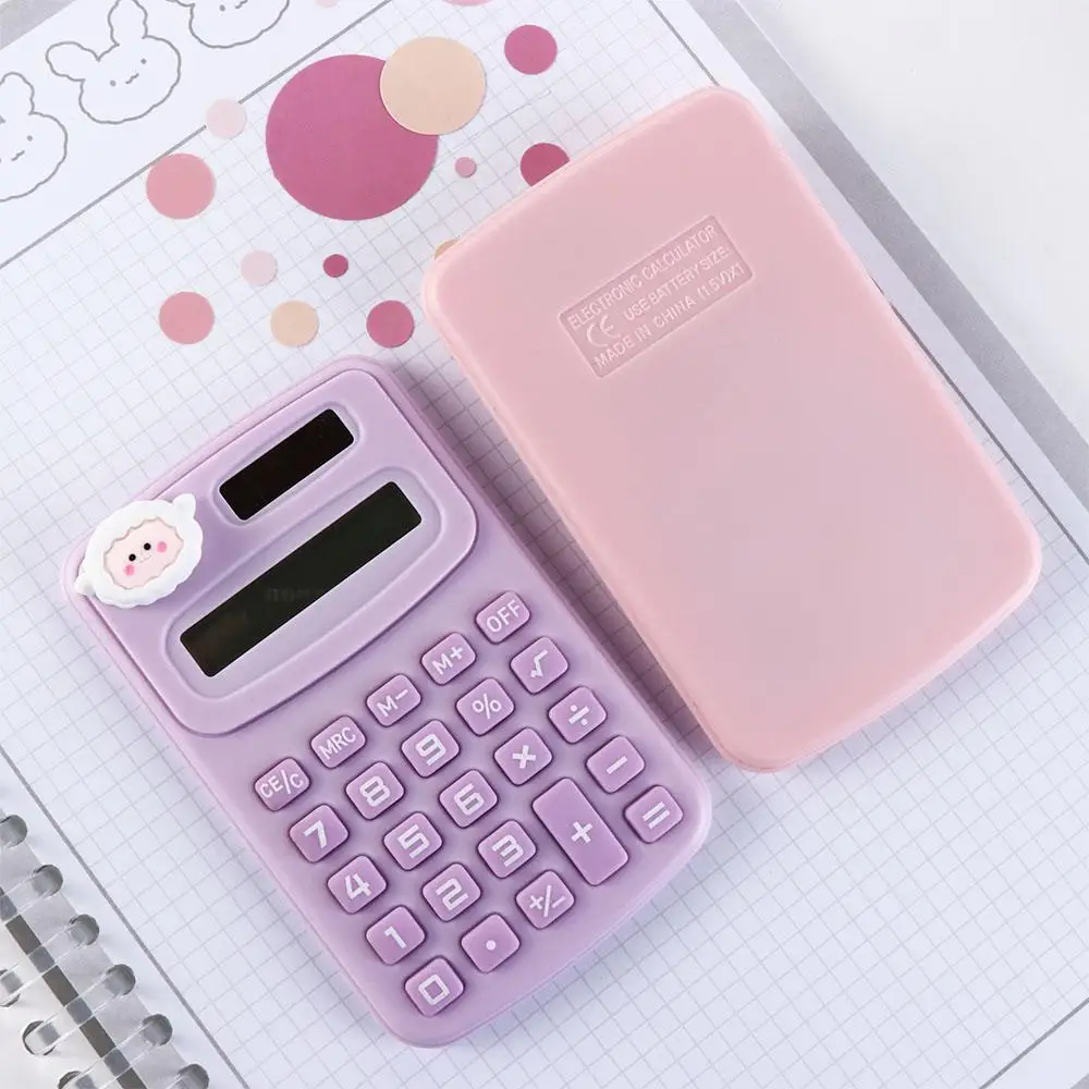 8 Digits Cute Mini Portable Digit Calculator Lightweight Small Cartoon Cute Calculator Cartoon Animal Candy Color Do Office Work