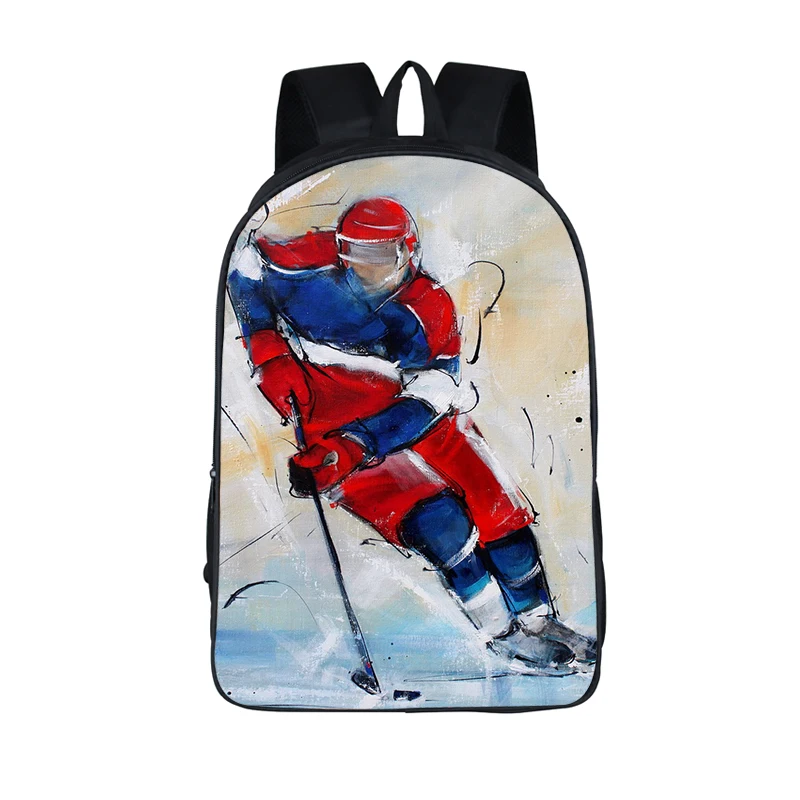 Ice Hockey Print Backpack Women Men Baseball Player Bookbags for Travel Children School Bag Laptop Rucksacks Kid Book Bags Gift