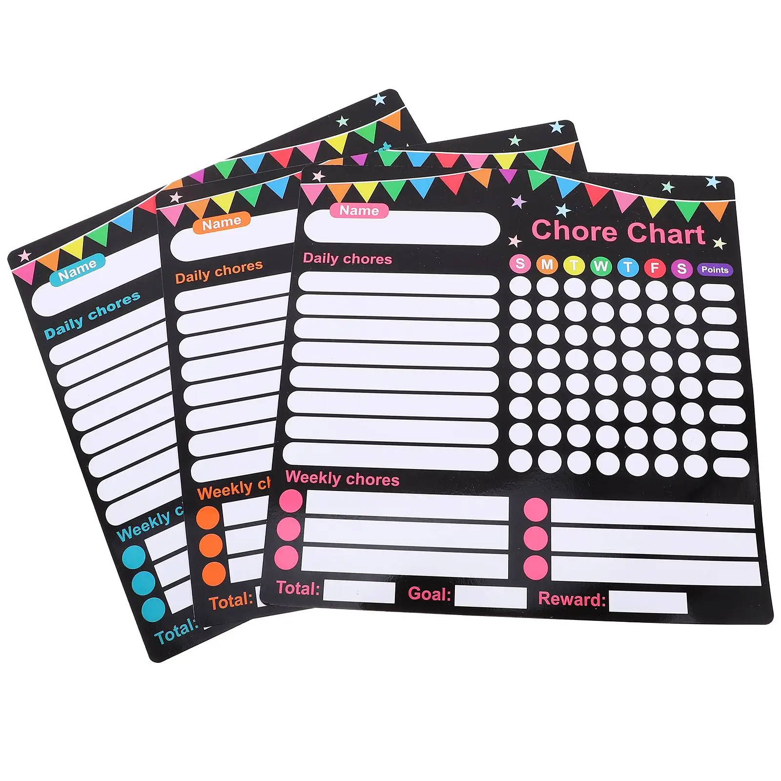 3 Pcs Whiteboard Weekly Planner for Kids Chart Responsibility Schedule Reward Board 3 Weekly Planner Sheets