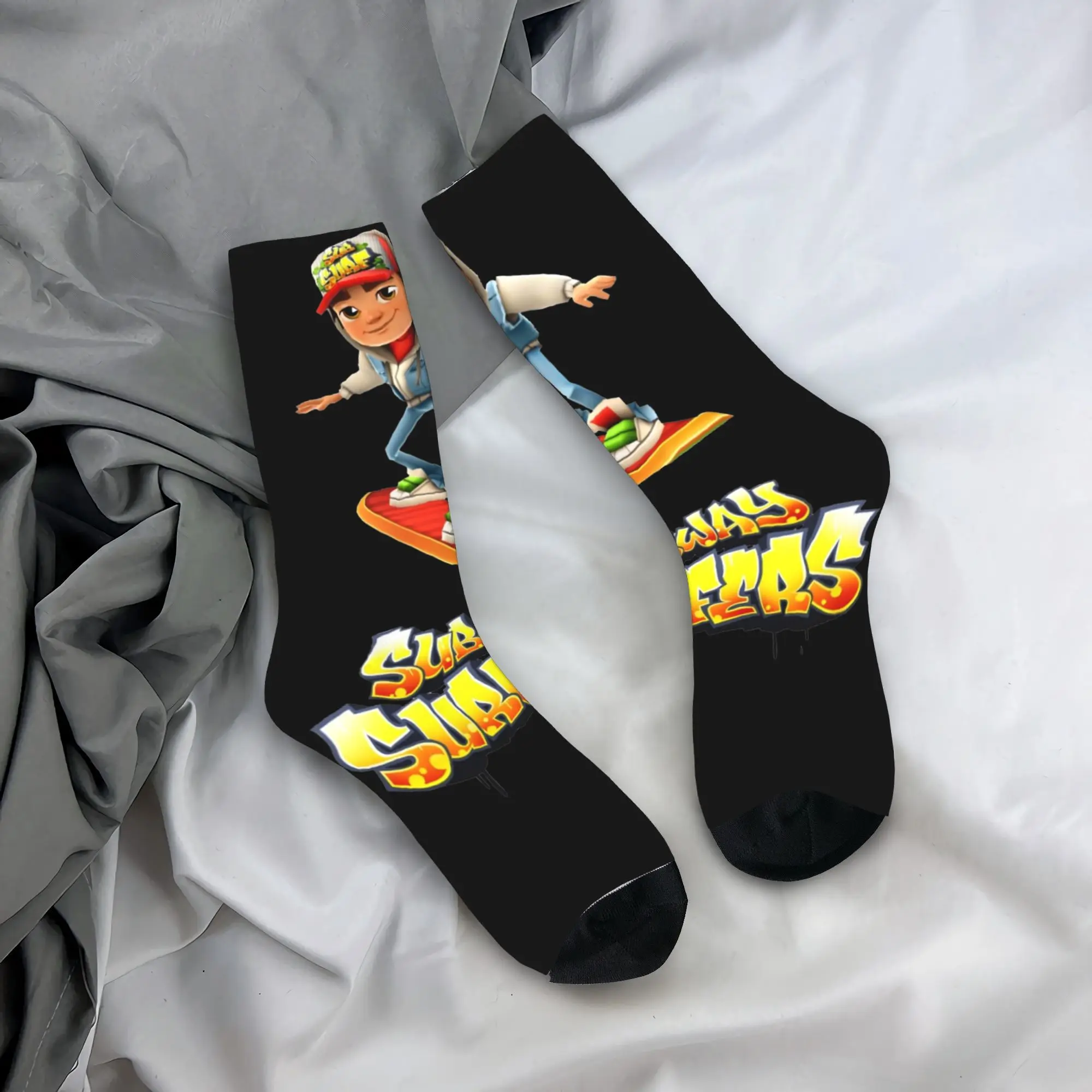 Fun Women Men Crew Socks Subway Surfers  Merch Soft Funny Video Game Breathable Stockings