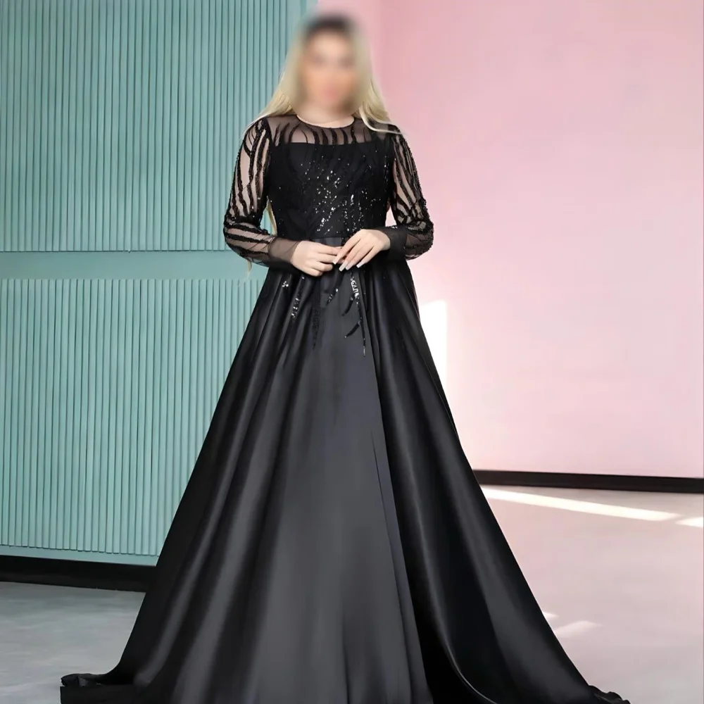 

Customized Matching Sparkle Beading Sequined Applique A-line Scoop Neck Long Dresses Bespoke Occasion Dresses Elegant Fashion