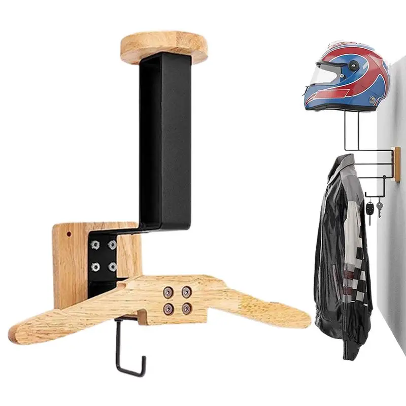 

Hat Display Wall Mount Wooden Hat Hanger For Headgear Motorcycle Accessories Holder 180 Degree Rotation Sturdy Hat Display Rack