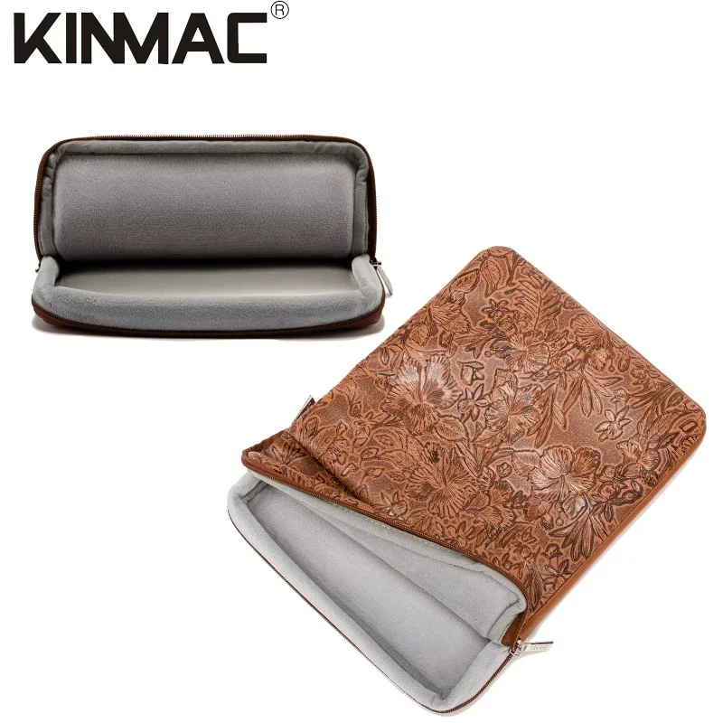 Retro engraved leather laptop carry-on case with 360-degree shock protection.