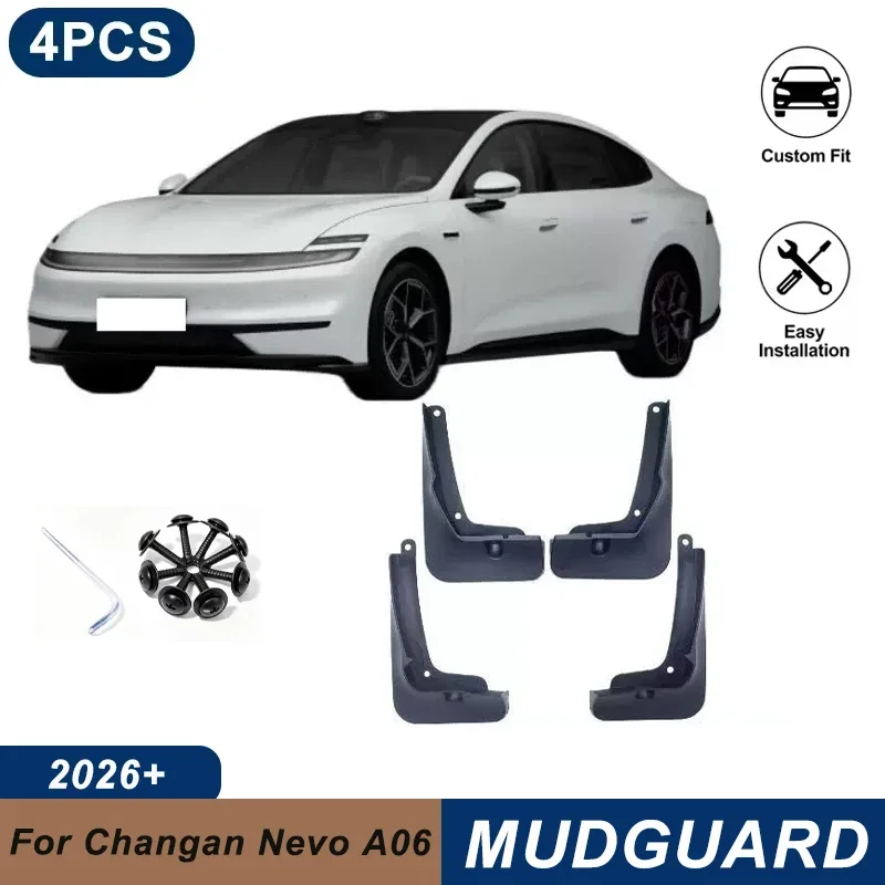 4PCS Car Mud Flaps For Changan Nevo A06 2026+ Waterproof Anti-Splash Fender Mudguards Auto Exterior Accessories