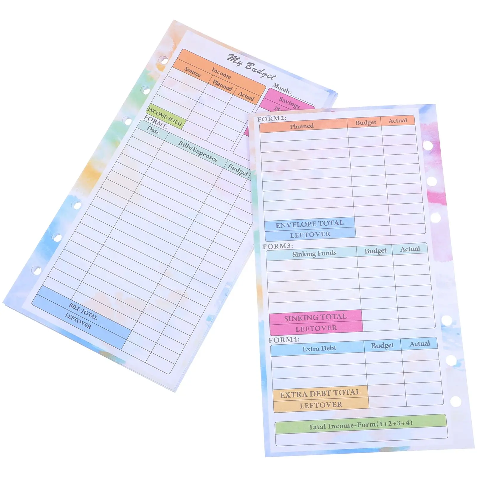 

A6 14 Sheets Planner Inserts Refillable 6 Rings Binder Notebook Expense Tracker Money Saving Sheets Thick Paper Portable