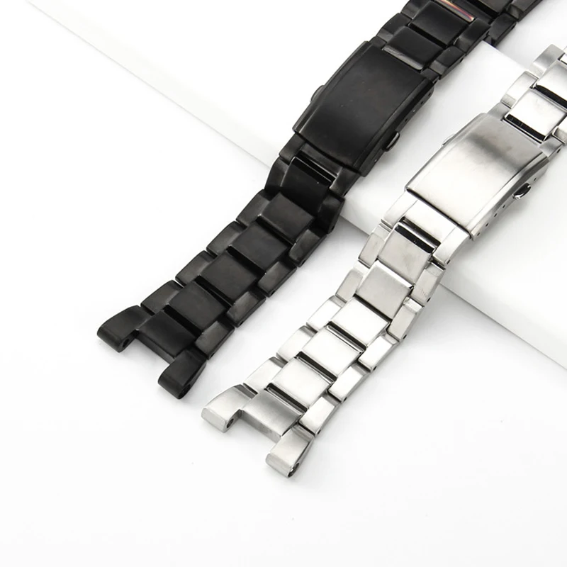 26mm*14mm Watchband Fit Casio GST-B100 S110 W300 400 Watch Strap Stainless Steel Bracelet Men Women Metal Replacement Chain Belt