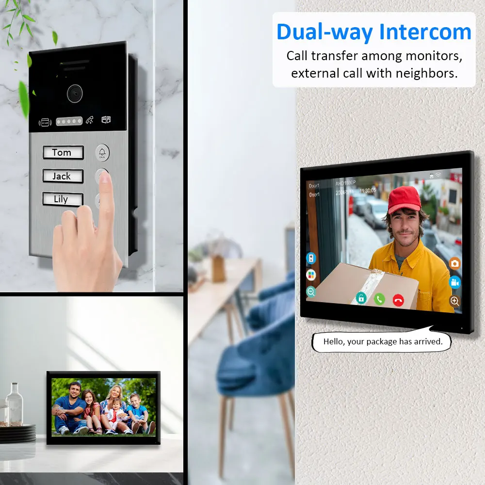 1F/2F/3F Wifi Tuya Smart 4 Wire Doorbell Video Intercom for Apartment Building 7/10inch Touch Screen 4 In1 Unlock