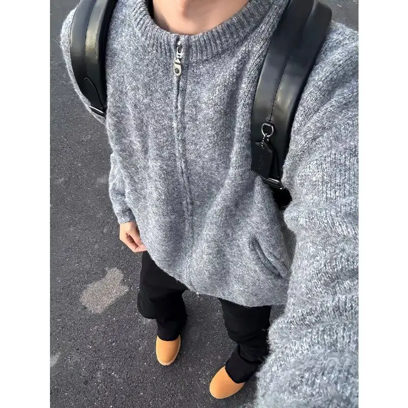 

Fall Winter V-Ne Knitted Sweater Cardigan Men's Color Casual Sle Loose Fit Long Sve Soft Polyester Outerwear