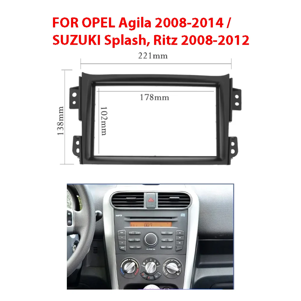 7INCH 2Din Car Radio Fascia for Suzuki Splash For Opel Agila 2008-2014 Stereo Panel Kit Dash DVD Frame Facia Bezel Cover