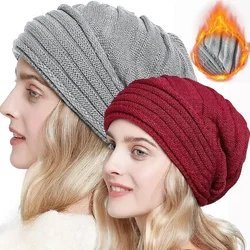 Unisex Winter Knitted Beanie Hat Baggy for Women Men Oversized Winter Warm Hat Ski Slouchy Cap Skullies Beanies Wool Cap