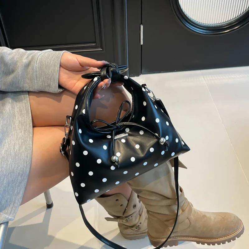 

Сумка-хобо в горошек 202, роскошная женская сумка с верхней ручкой, модная сумка через плечо, универсальная сумка через плечо, шикарная сумка «день-ночь» ​