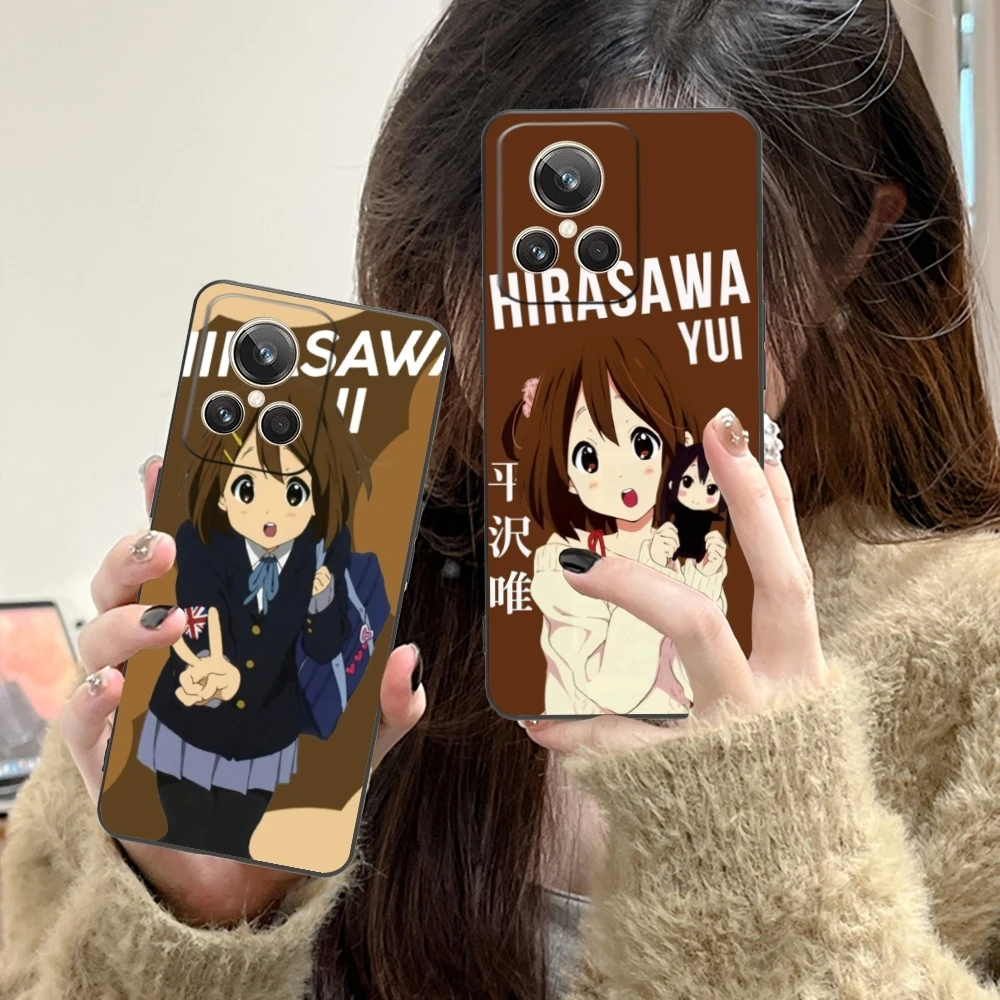 K-ON Hirasawa Yui Mobile Cell Phone Case for Realme GT 2 9i 8i 7i Pro X50 X2 C35 C21 C20 C11 C3 Black Soft Phone Cover Shell