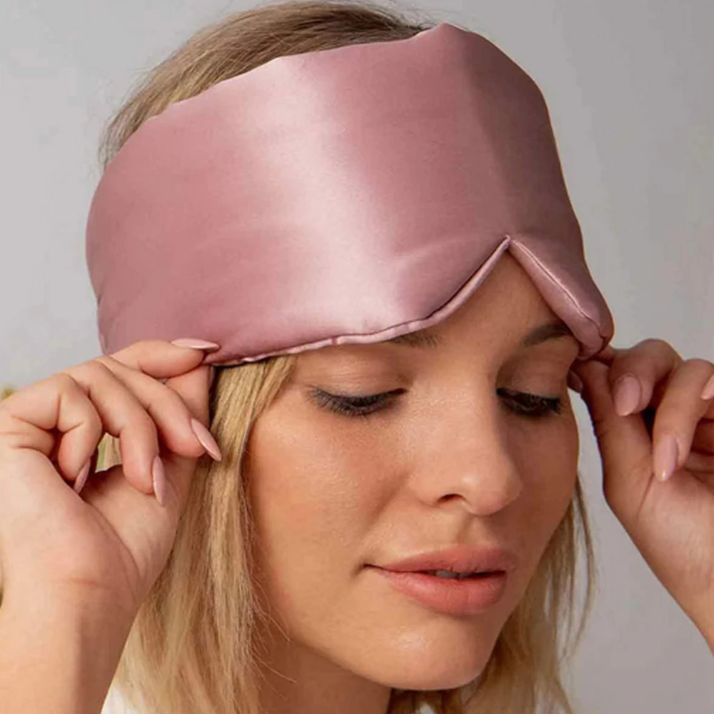 YANRONG 100% Natural Silk Solid Colo Soft Sleep Mask 22 Momme Noise Reduction Ear Protection Shading Air Travel Large Eye Mask