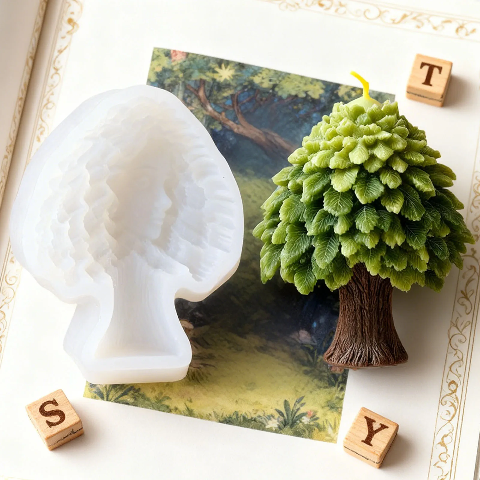 Scented Candle Mold Silicone Handmade Tree Mold Diy Resin Casting Mold Artificial For Scented Candle Making Home Decoration