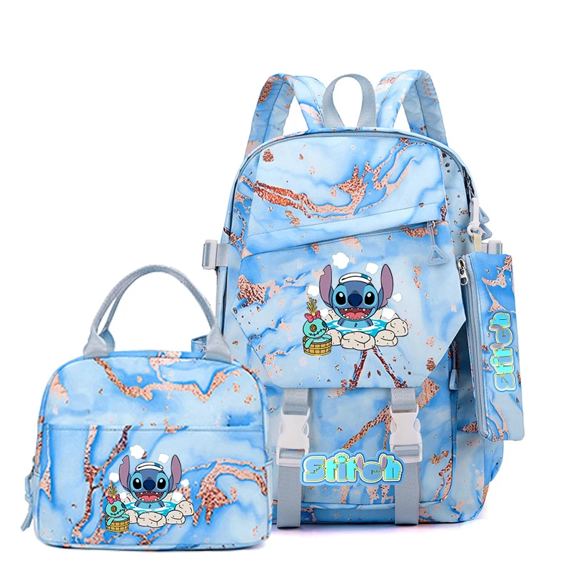 3 قطع حقيبة ظهر ستيتش، مقلمة، حقيبة غداء معزولة قابلة للطي، حقيبة مدرسية ذات سعة كبيرة، حقيبة نهارية كاجوال للاستخدام اليومي #5