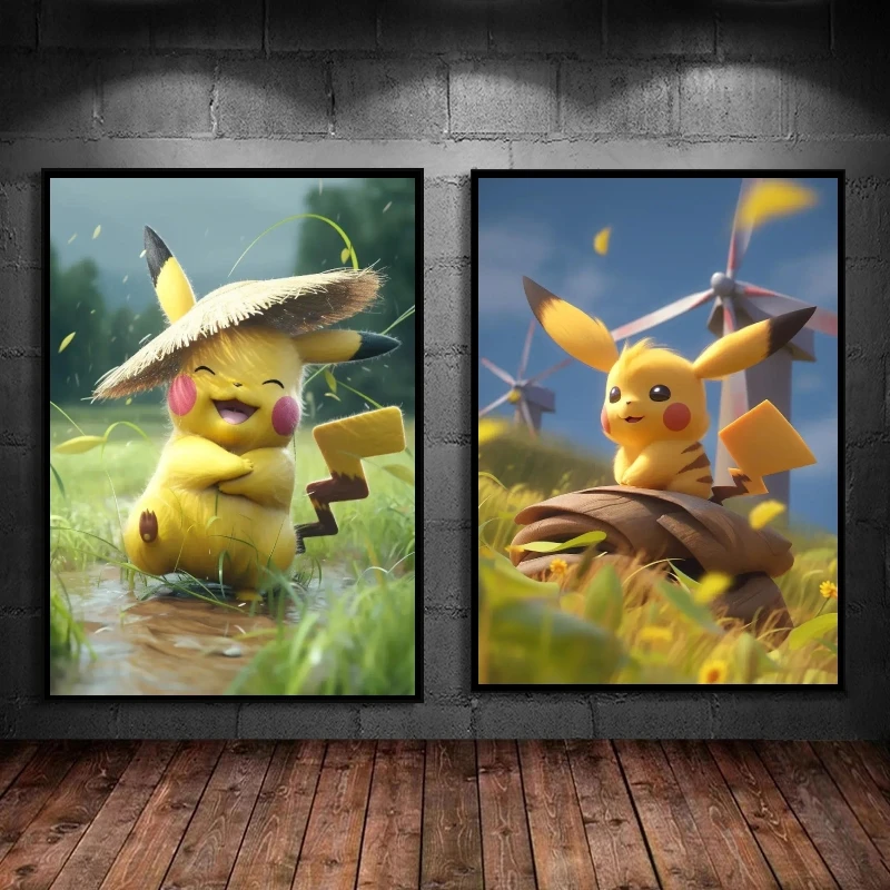 

Print On Canvas Pokemon Pikachu Cuadros Best Gift Gifts Wall Art Home Aesthetic Poster Living Room Kid Action Figures Picture