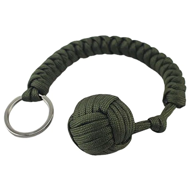 Outdoor-Selbstverteidigungs-Paracord-Schlüsselanhänger mit Adlermaul-Schnalle, Affenfaust-Stahlkugel, Outdoor-Sicherheitsschutz-Zubehör