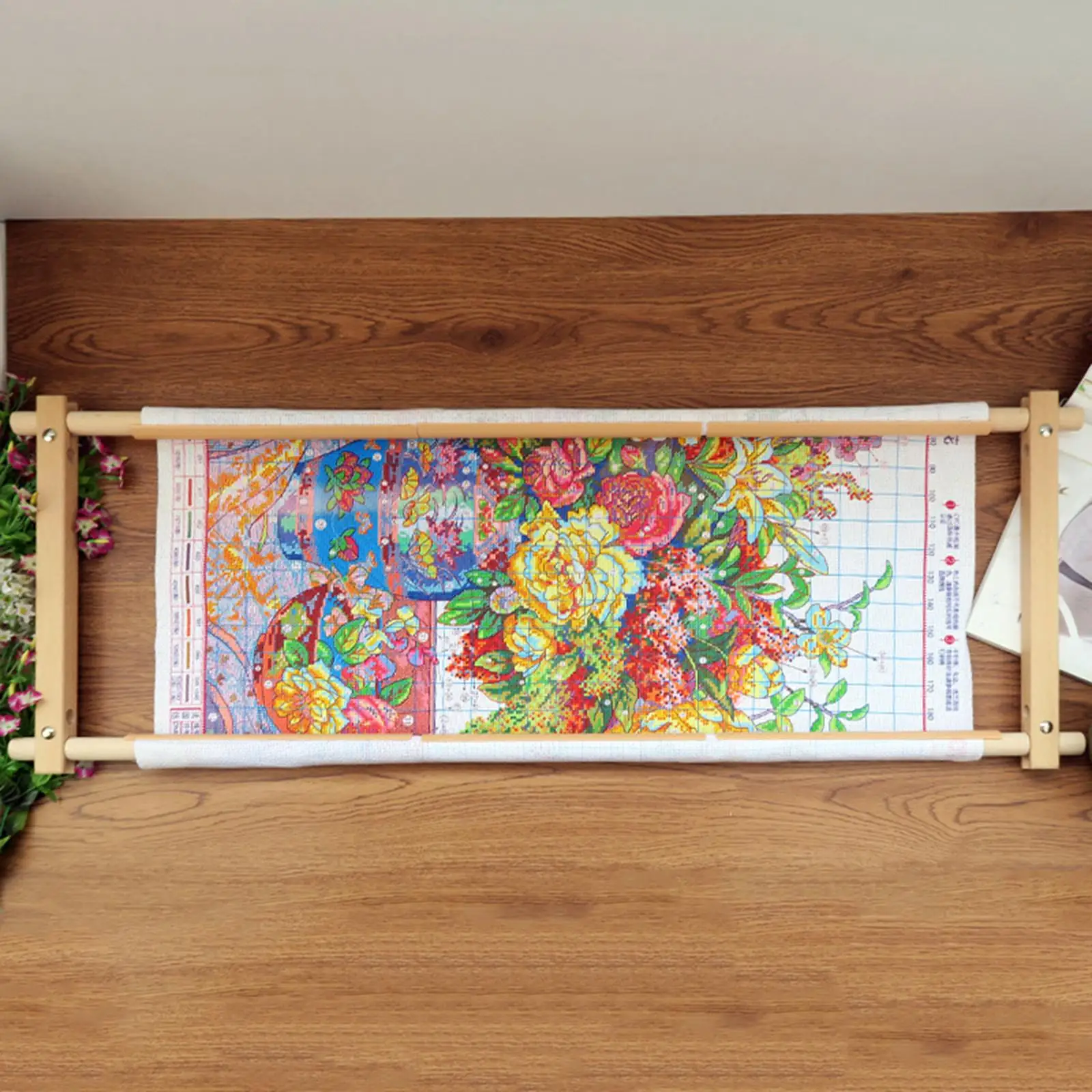 Embroidery Tapestry Scroll Frame Rectangle Wooden Tapestry Scroll Embroidery Silk-painting Frame Stitching Frame