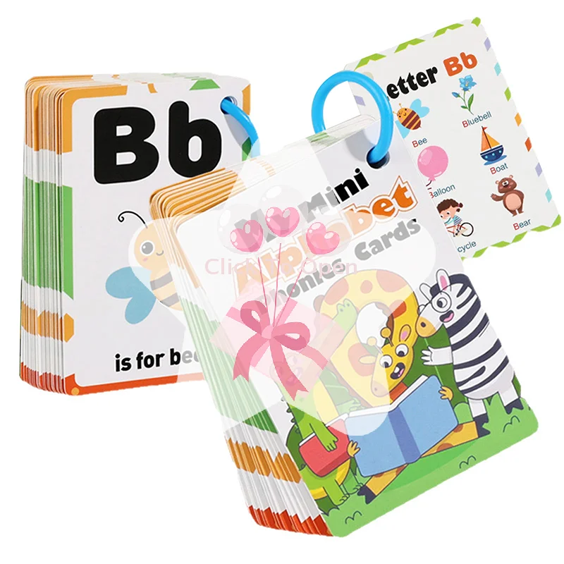 

27 флэш-карточек с английским алфавитом, 156 A-Z, английские слова, карточки для изучения английского языка с алфавитом Phonics, вызов букв