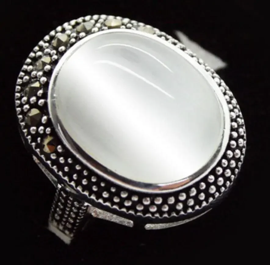 Fashion jewelry  NEW JEWELRY VINTAGE WHITE OPAL MARCASITE 925 STERLING SILVER RING SIZE 7/8/9/10